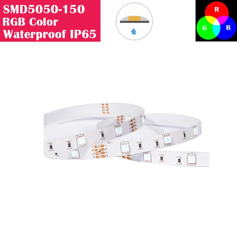 5 Meters  RGB Color Changing SMD5050 Waterproof IP65 150LEDs Flexible LED Strip Lights